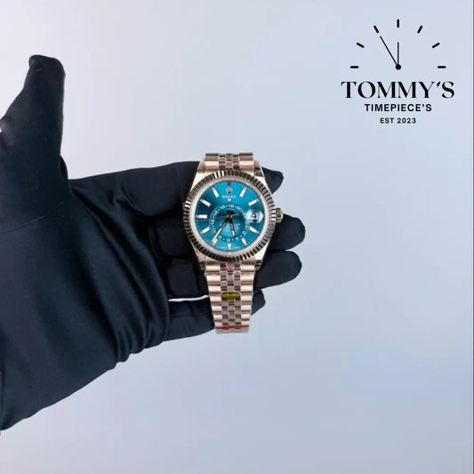 NOOB Superclone Sky-Dweller (336935) 42mm Blue-Green Dial-Jubilee Bracelet (Fluted Bezel) Watches