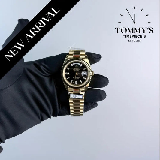 QF Superclone Day-Date (228238) 40mm Black Baguette Diamond Dial-Presidential Bracelet (Fluted Bezel) Watches