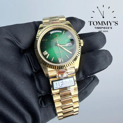 QF Superclone Day-Date (228238) 40mm Green Ombré Roman Dial-Presidentail Bracelet (Fluted Bezel) Watches