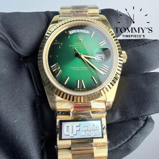 QF Superclone Day-Date (228238) 40mm Green Ombré Roman Dial-Presidentail Bracelet (Fluted Bezel) Watches