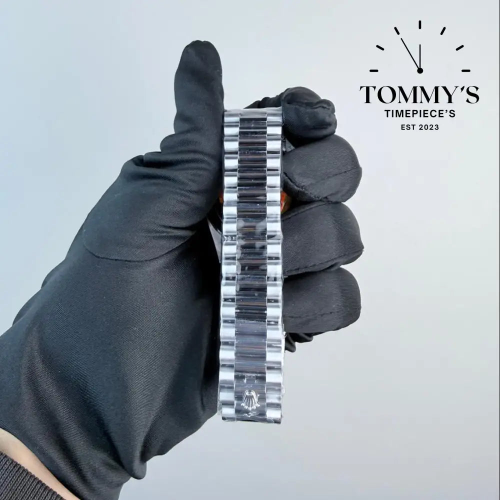 QF Superclone Day-Date (228238) 40mm Silver Meteorite Dial-Presidential Bracelet (Fluted Bezel) Watches