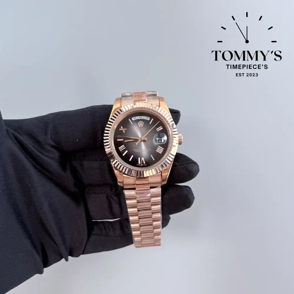 AAA + Rose Gold Day Date With A Fluted Bezel