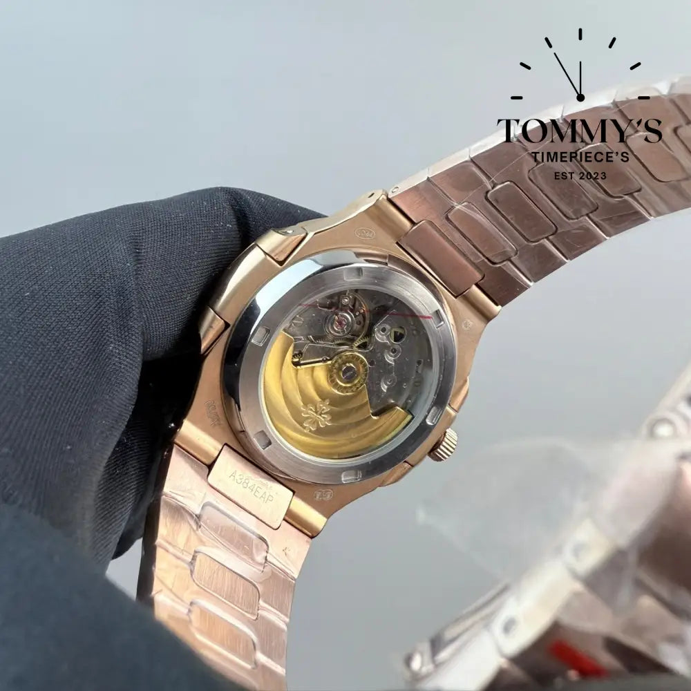 Aaa + Rose Gold Nautilus With A Diamond Bezel