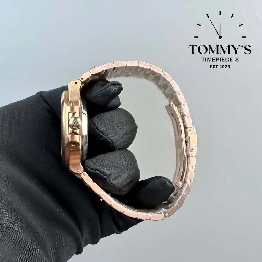 Aaa + Rose Gold Nautilus With A Diamond Bezel