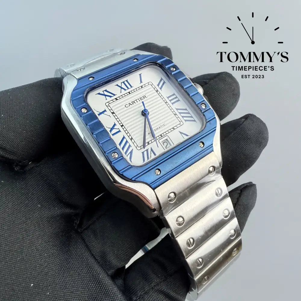 Aaa + Santos With Blue Bezel