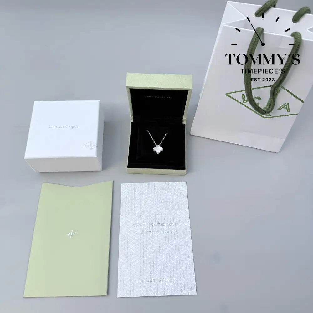 Silver VCA Necklace With Box Bag And Certificate