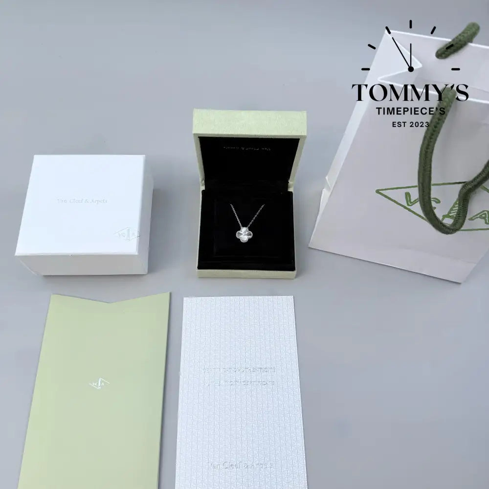 Silver VCA Necklace With Box Bag And Certificate
