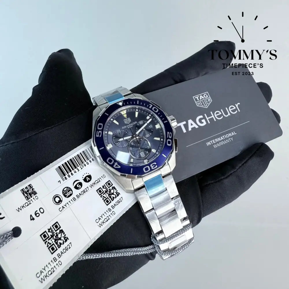 Superclone Aquaracer Chronograph 300M, (CAY111B.BA0927) 43mm Blue Dial-Stainless Steel Bracelet