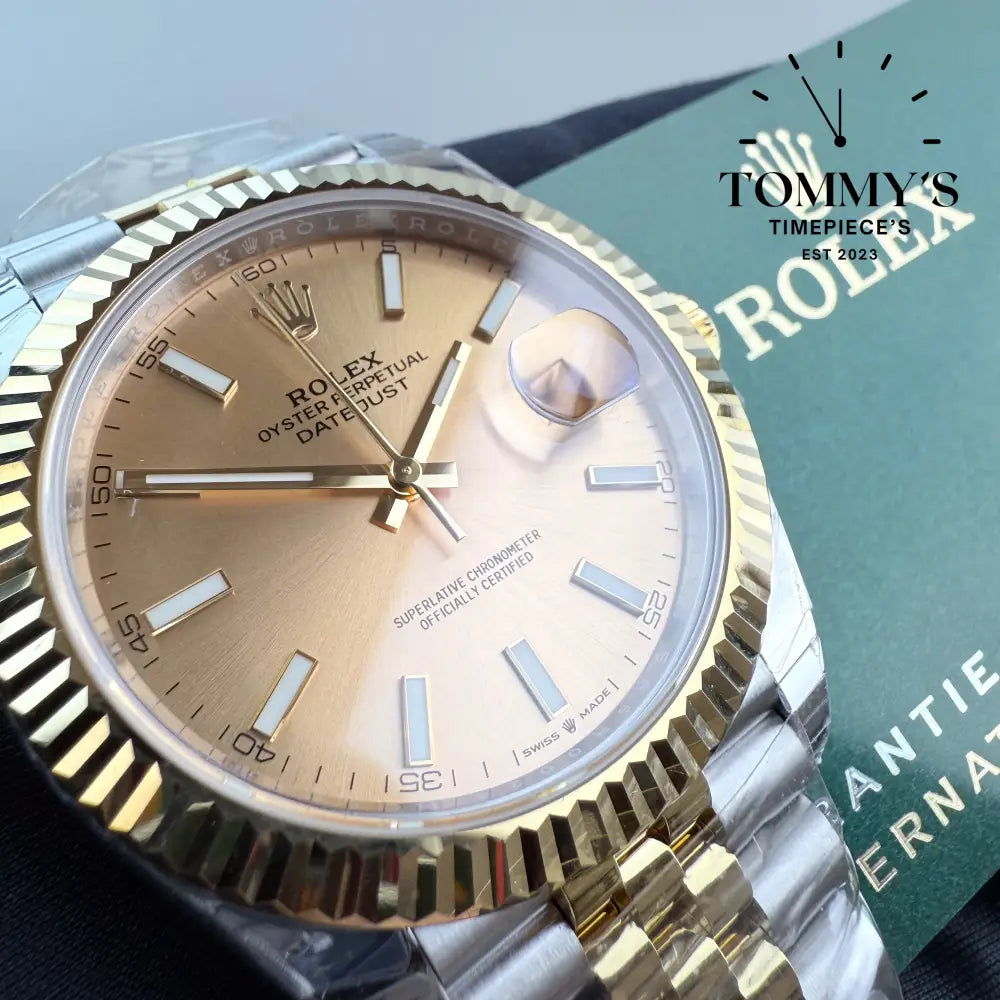 Superclone Datejust 41mm Gold Dial (Bimetal Gold) On Jubilee With Fluted Bezel