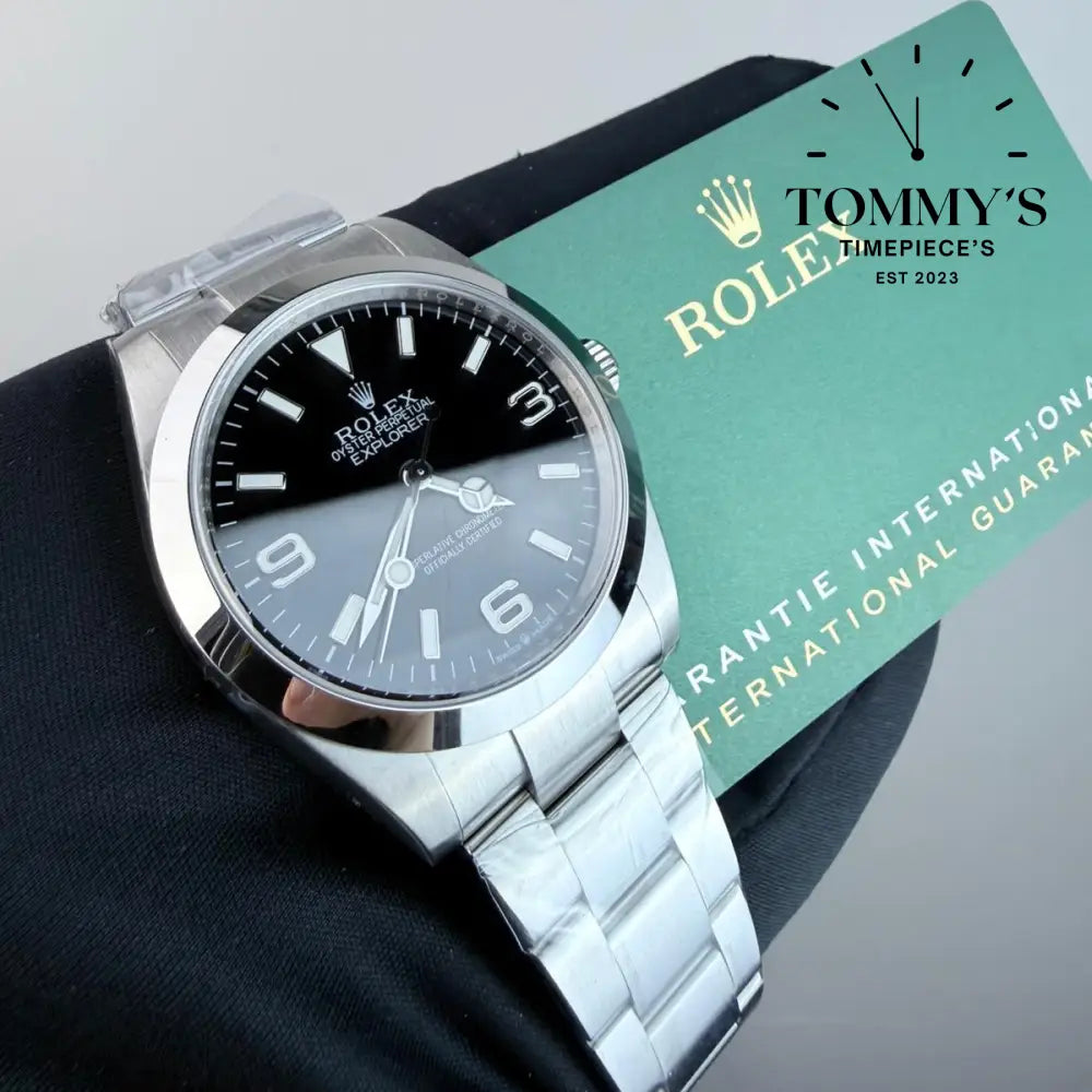 Superclone Explorer (224270) 40mm Black Dial-Oyster Bracelet (Silver Smooth Bezel) Watches