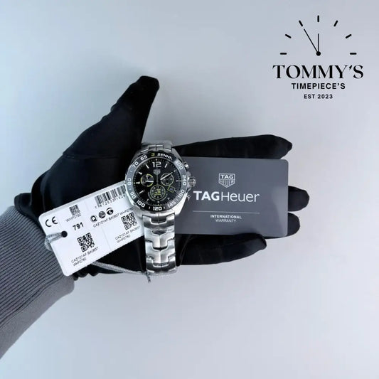 Superclone Formula 1 x Senna Quartz Chronograph (CAZ101AF.BAO637) 43mm Sunray-Brushed Anthracite Dial-Solid Stainless Steel Bracelet (Black Fixed Tachymeter Bezel)