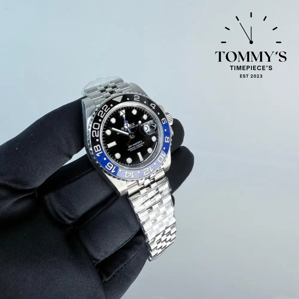 Superclone GMT-Master II "Batgirl", (126710BLNR) 40mm Black Dial-Jubilee Bracelet (Blue/Black Ceramic Bezel)