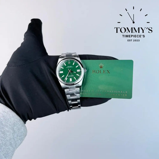 Superclone Oyster Perpetual (124300) 41mm Green Dial-Oyster Bracelet (Smooth Silver Bezel) Watches