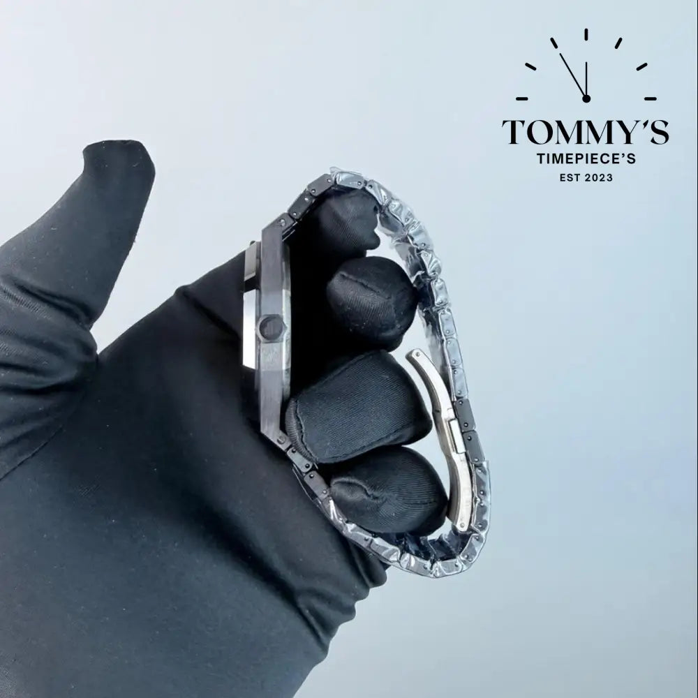 THB Superclone Royal Oak Double Balance Wheel Openworked 41mm Skeletonized Dial-Stainless Steel Bracelet (Black Ceramic