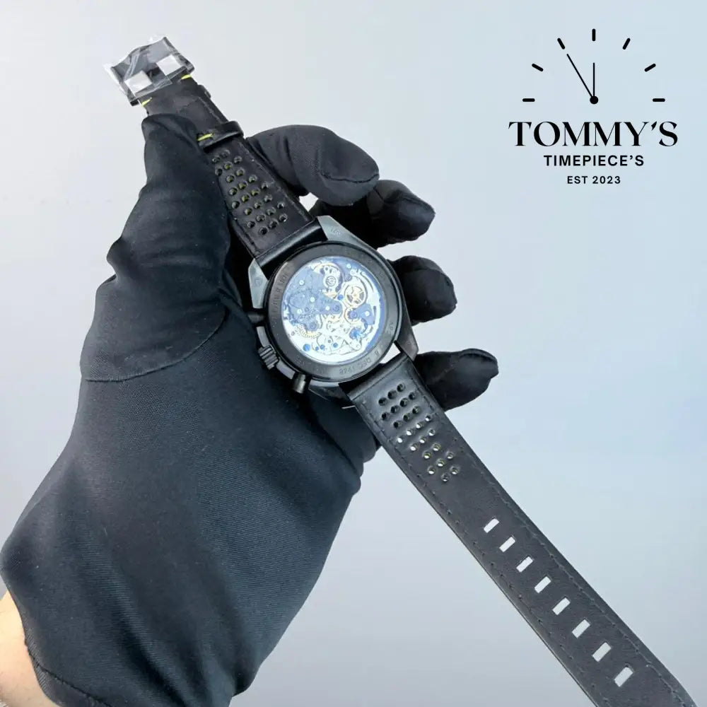 TWF Superclone Speedmaster Moonwatch ’Dark Side of the Moon’ Apollo 8 44.25mm Black Dial-Black Leather ’racing’ Strap