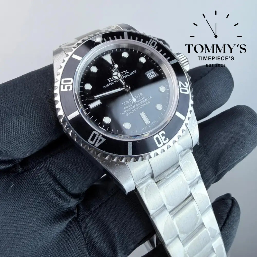 V9 Superclone Sea-Dweller (16600) 40mm Black Dial-Oyster Bracelet (Black Aluminium Bezel) Watches