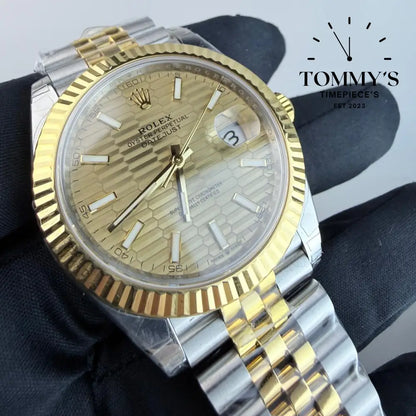 VSF Superclone Datejust (126333) Yellow Rolesor 41mm Gold Mosaic Dial-Jubilee Bracelet (Fluted Bezel Two-tone) Watches