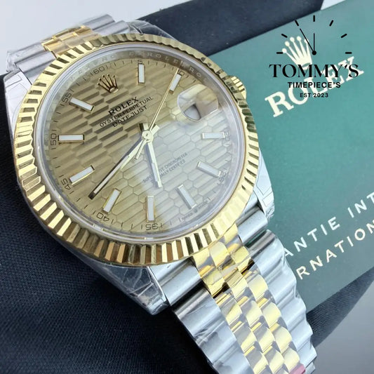 VSF Superclone Datejust (126333) Yellow Rolesor 41mm Gold Mosaic Dial-Jubilee Bracelet (Fluted Bezel Two-tone) Watches