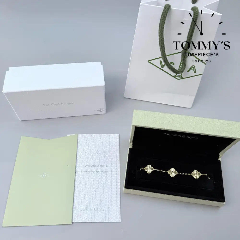 Yellow Gold VCA Bracelet Sets With Box Bag And Certificate
